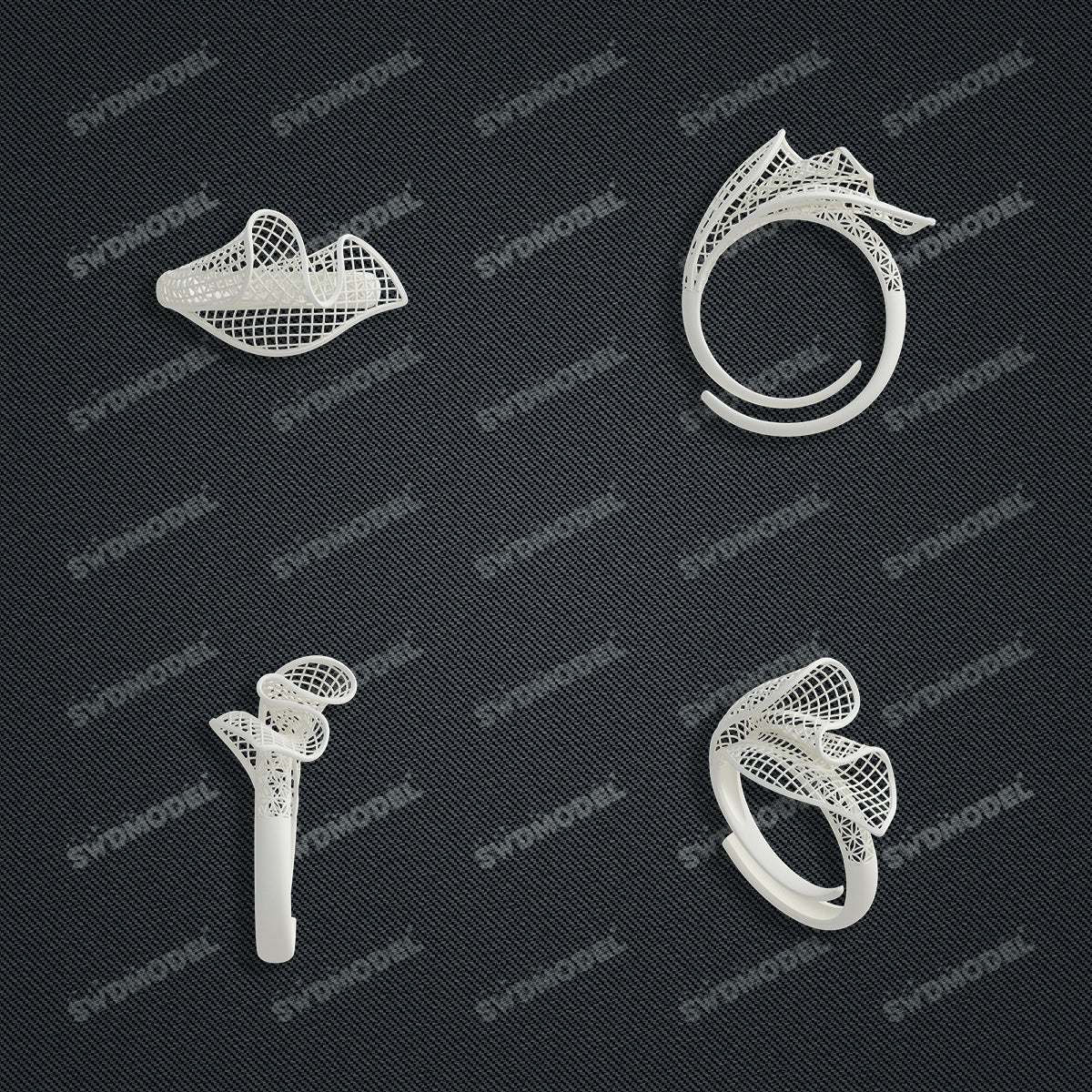 Jewelry set Filigree Ring White Wax Casting Resin 3D Printing Service  CS61T-041wt-R