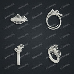 Jewelry set Filigree Ring White Wax Casting Resin 3D Printing Service  CS61T-041wt-R