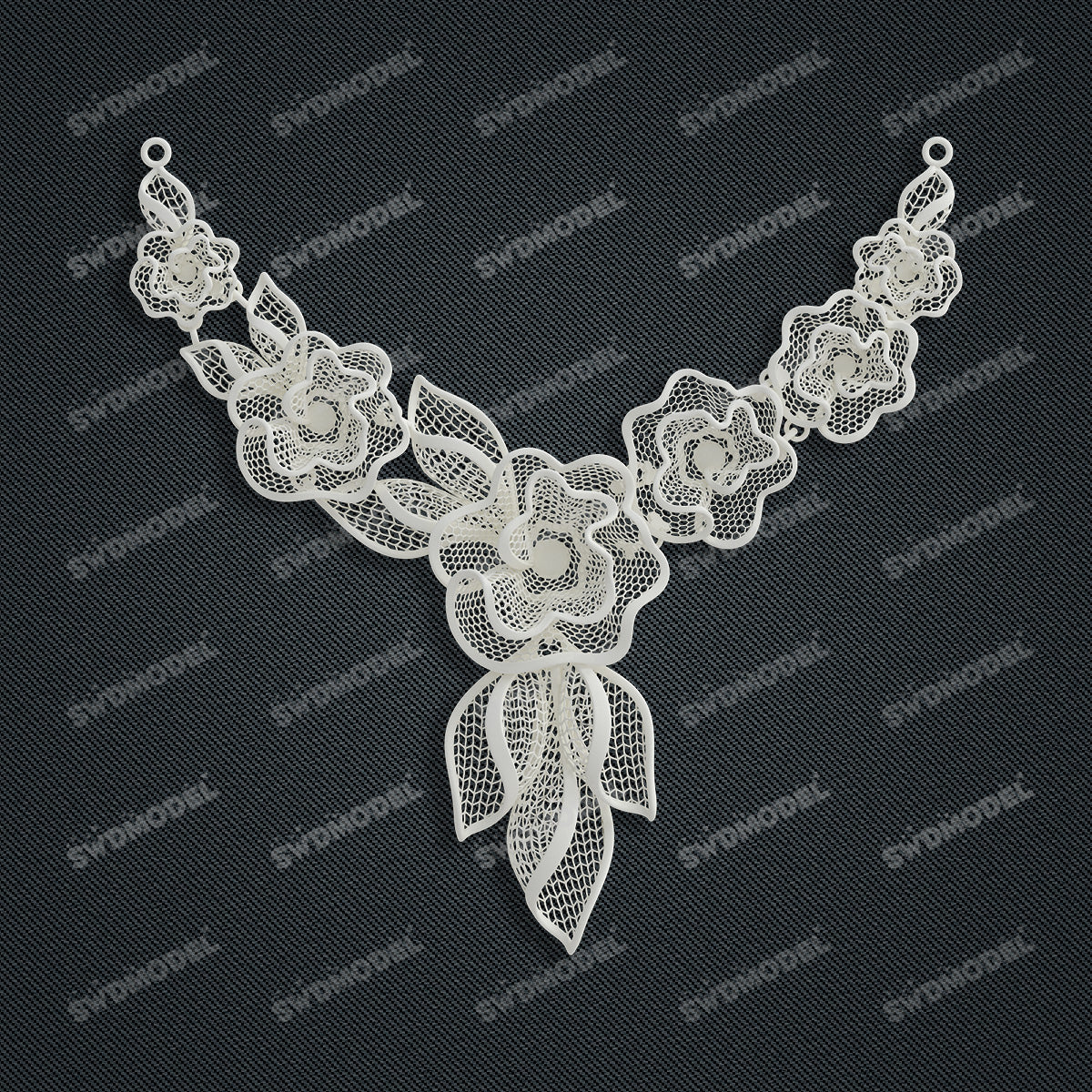 Jewelry set Filigree Necklace White Wax Casting Resin 3D Printing Service  CS61T-034wt-N