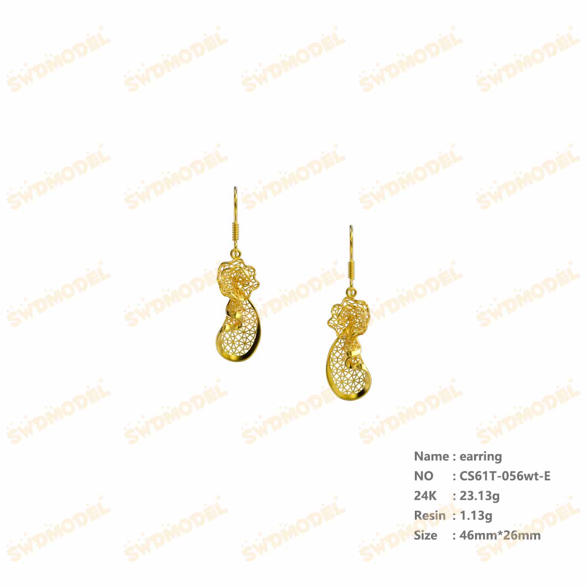 Jewelry set  Filigree Set   White Wax Casting Resin 3D Printing Service  CS61T-056wt