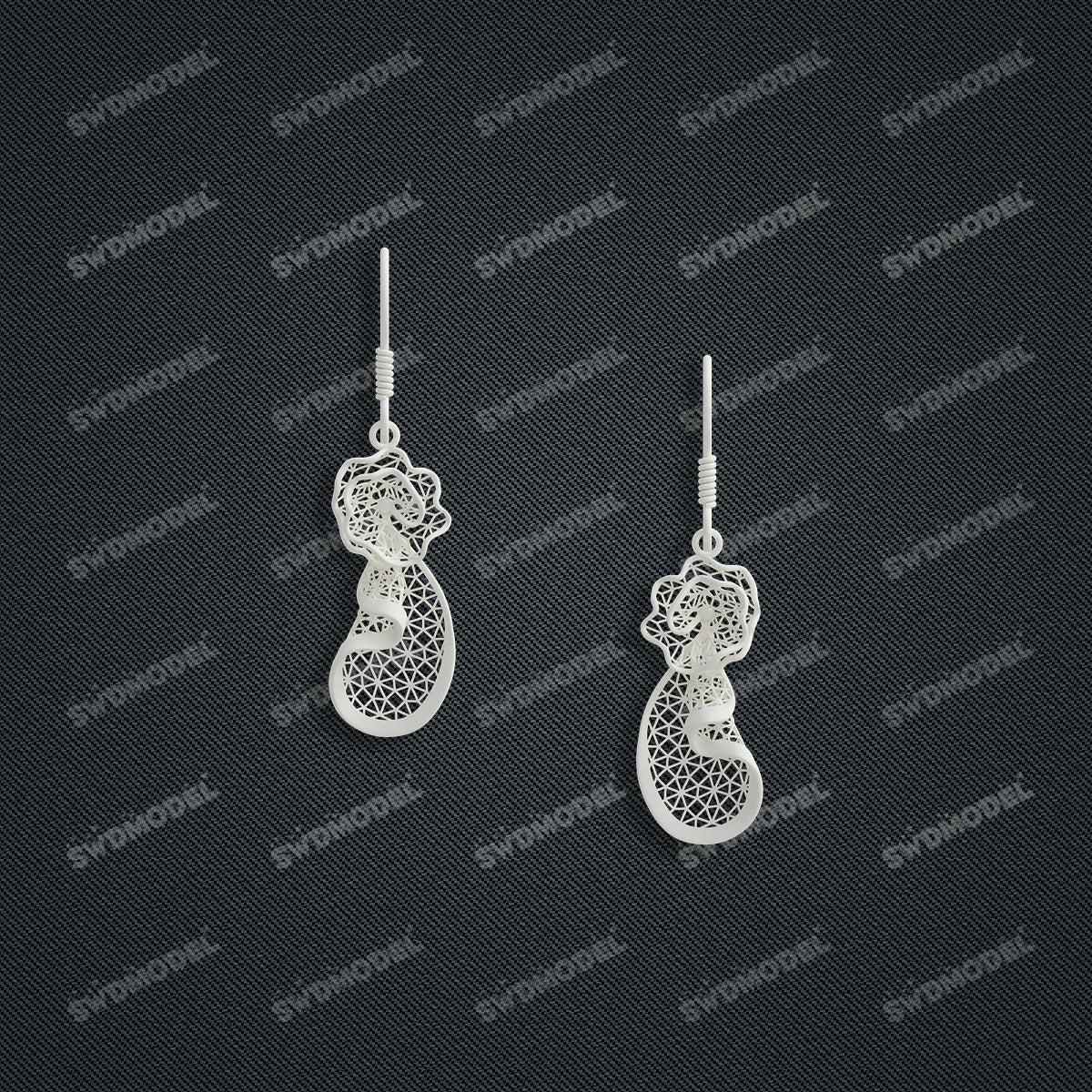 Jewelry set  Filigree Set   White Wax Casting Resin 3D Printing Service  CS61T-059wt