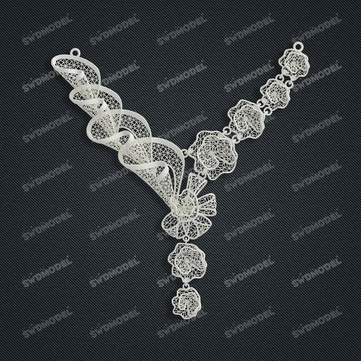 Jewelry set  Filigree Set   White Wax Casting Resin 3D Printing Service  CS61T-056wt