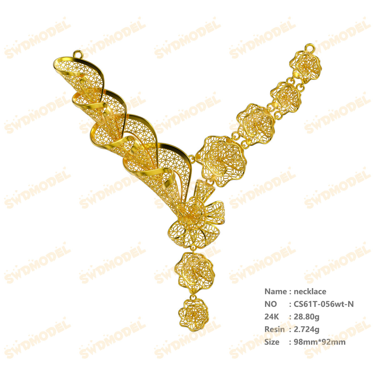 Jewelry set  Filigree Set   White Wax Casting Resin 3D Printing Service  CS61T-056wt