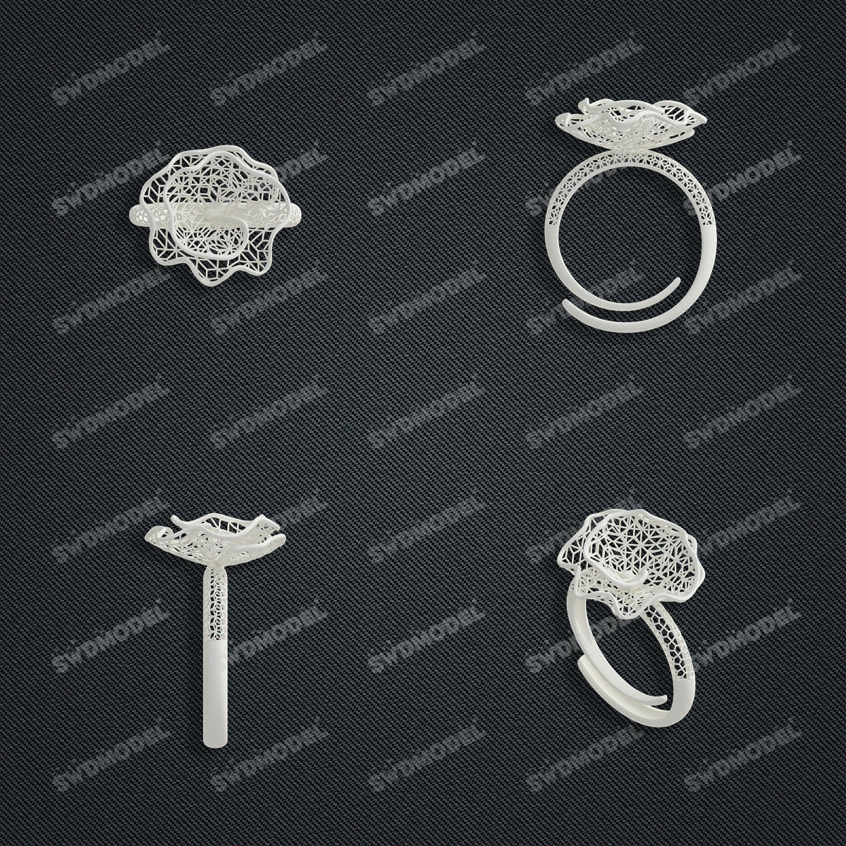 Jewelry set  Filigree Set   White Wax Casting Resin 3D Printing Service  CS61T-059wt