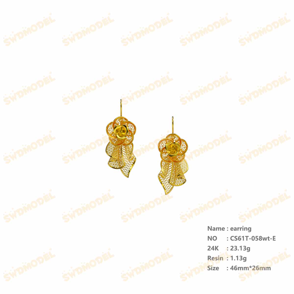 Jewelry set  Filigree Set   White Wax Casting Resin 3D Printing Service  CS61T-059wt