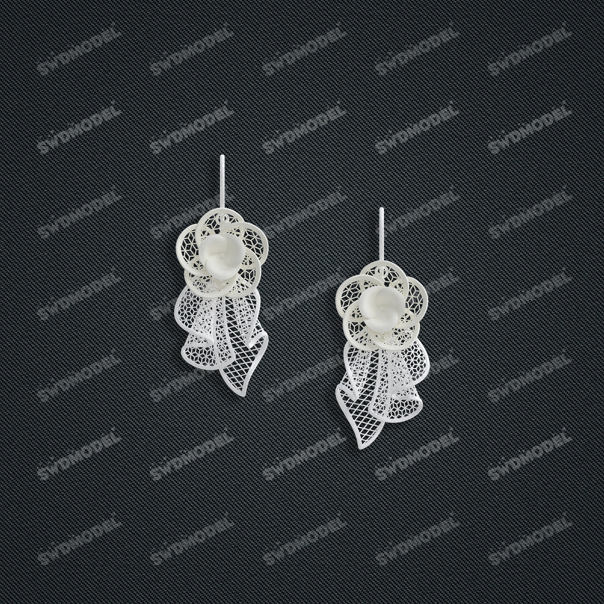 Jewelry set  Filigree Set   White Wax Casting Resin 3D Printing Service  CS61T-058wt