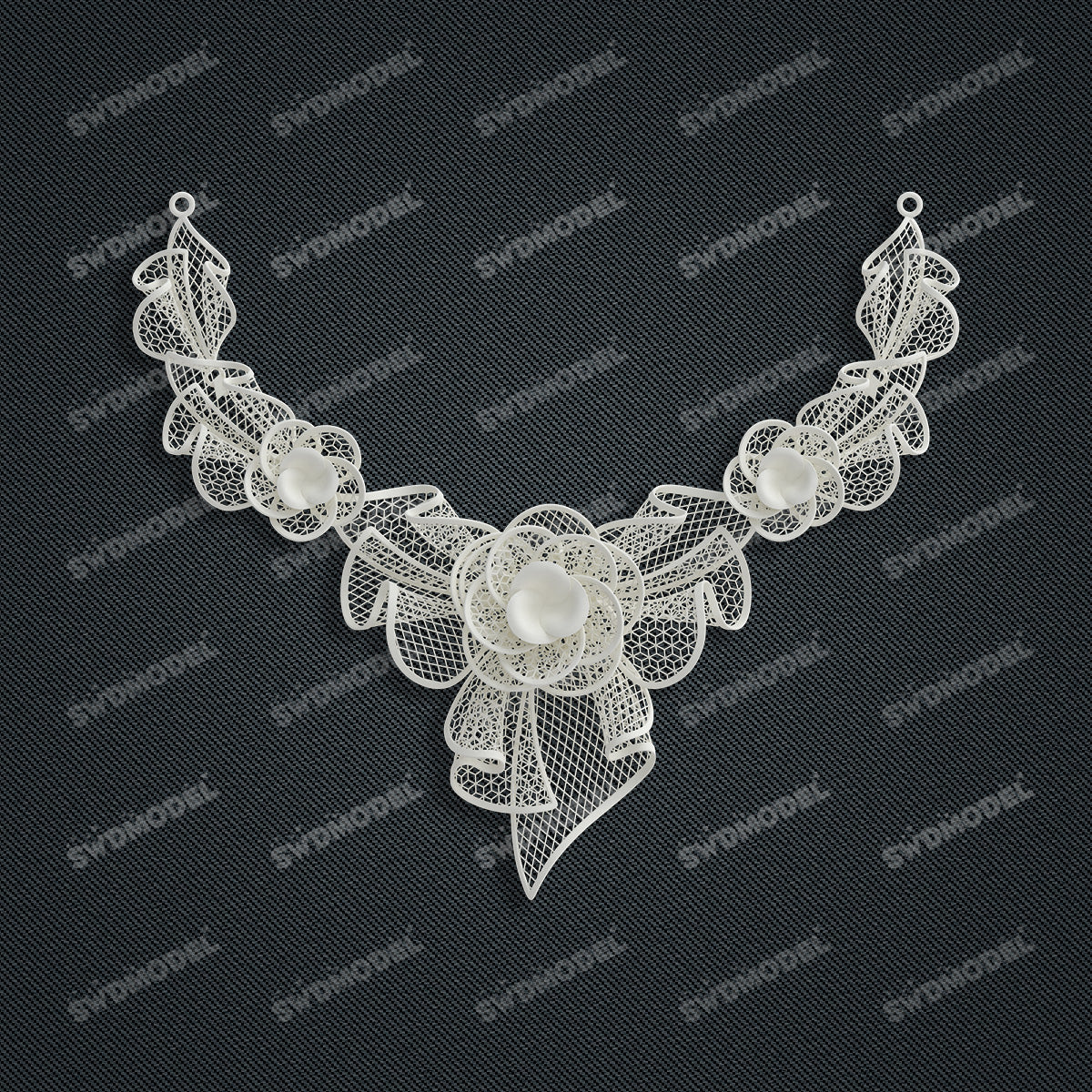 Jewelry set Filigree Necklace White Wax Casting Resin 3D Printing Service  CS61T-058wt-N