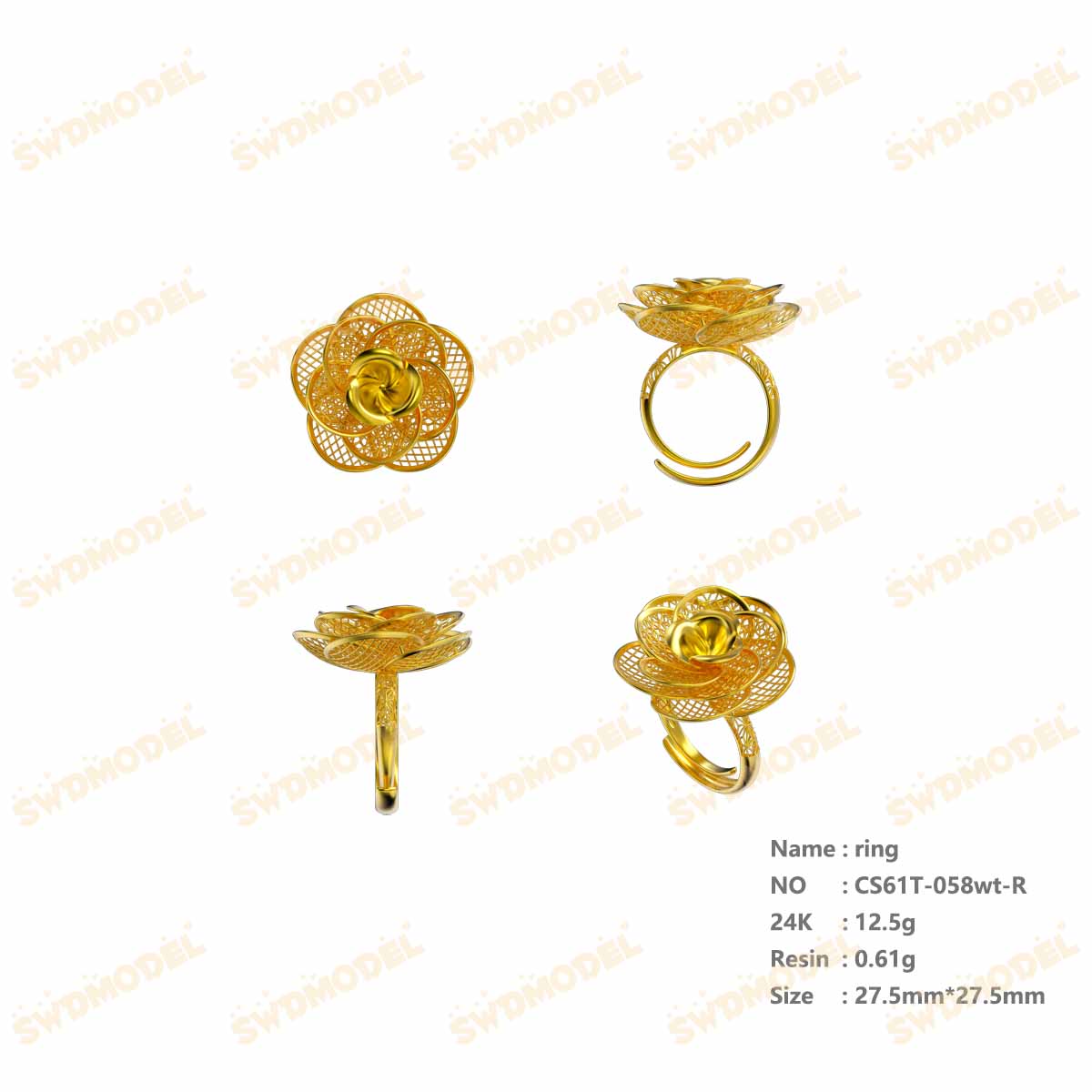 Jewelry set  Filigree Set   White Wax Casting Resin 3D Printing Service  CS61T-058wt