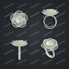 Jewelry set Filigree Ring White Wax Casting Resin 3D Printing Service  CS63T-058wt-R
