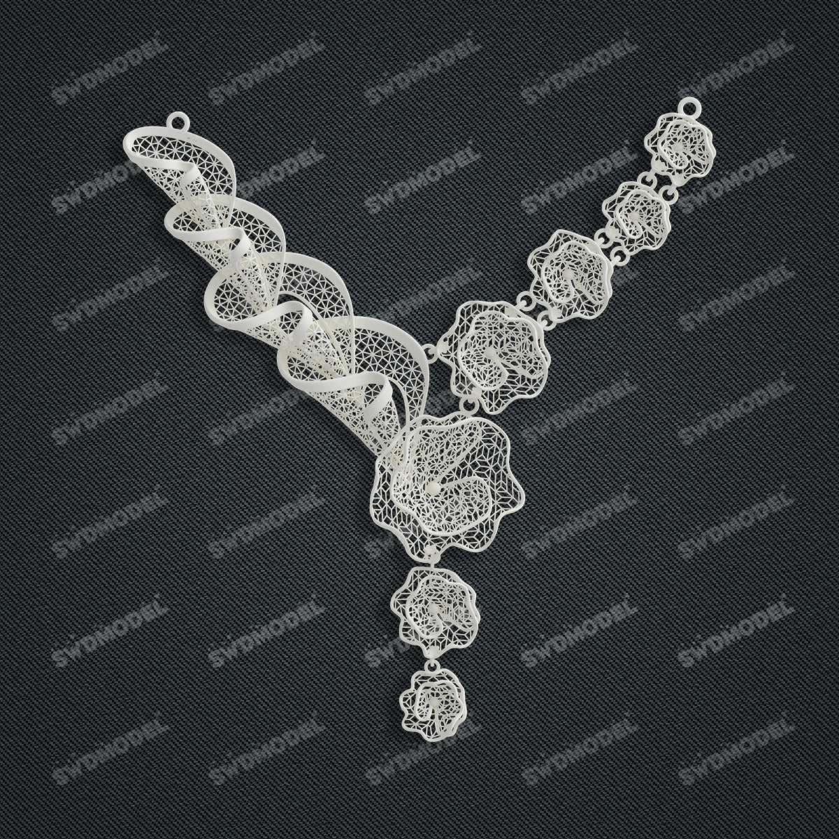 Jewelry set  Filigree Set   White Wax Casting Resin 3D Printing Service  CS61T-059wt