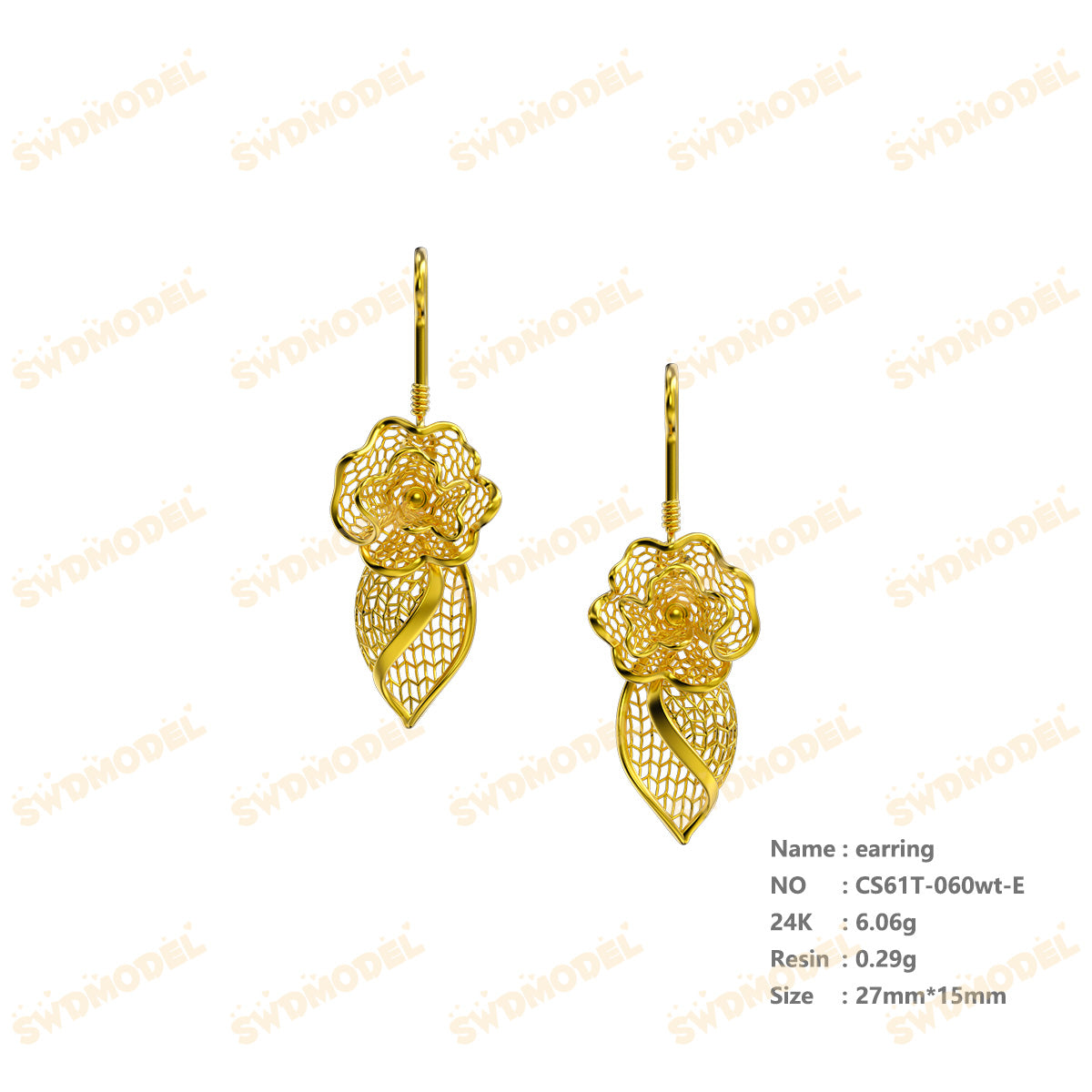 Jewelry set  Filigree Set   White Wax Casting Resin 3D Printing Service  CS61T-060wt