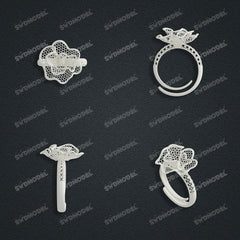 Jewelry set Filigree Ring White Wax Casting Resin 3D Printing Service  CS61T-060wt-R