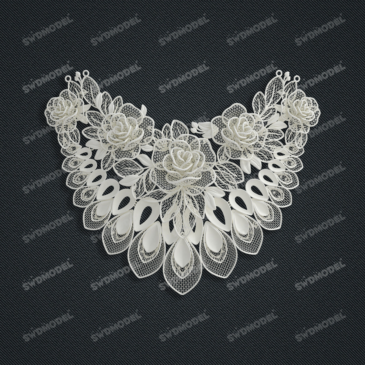 Jewelry set Filigree Necklace White Wax Casting Resin 3D Printing Service  CS61T-062wt-N