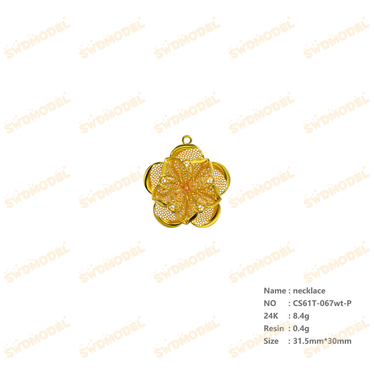 Jewelry set  Filigree Set   White Wax Casting Resin 3D Printing Service  CS61T-067wt