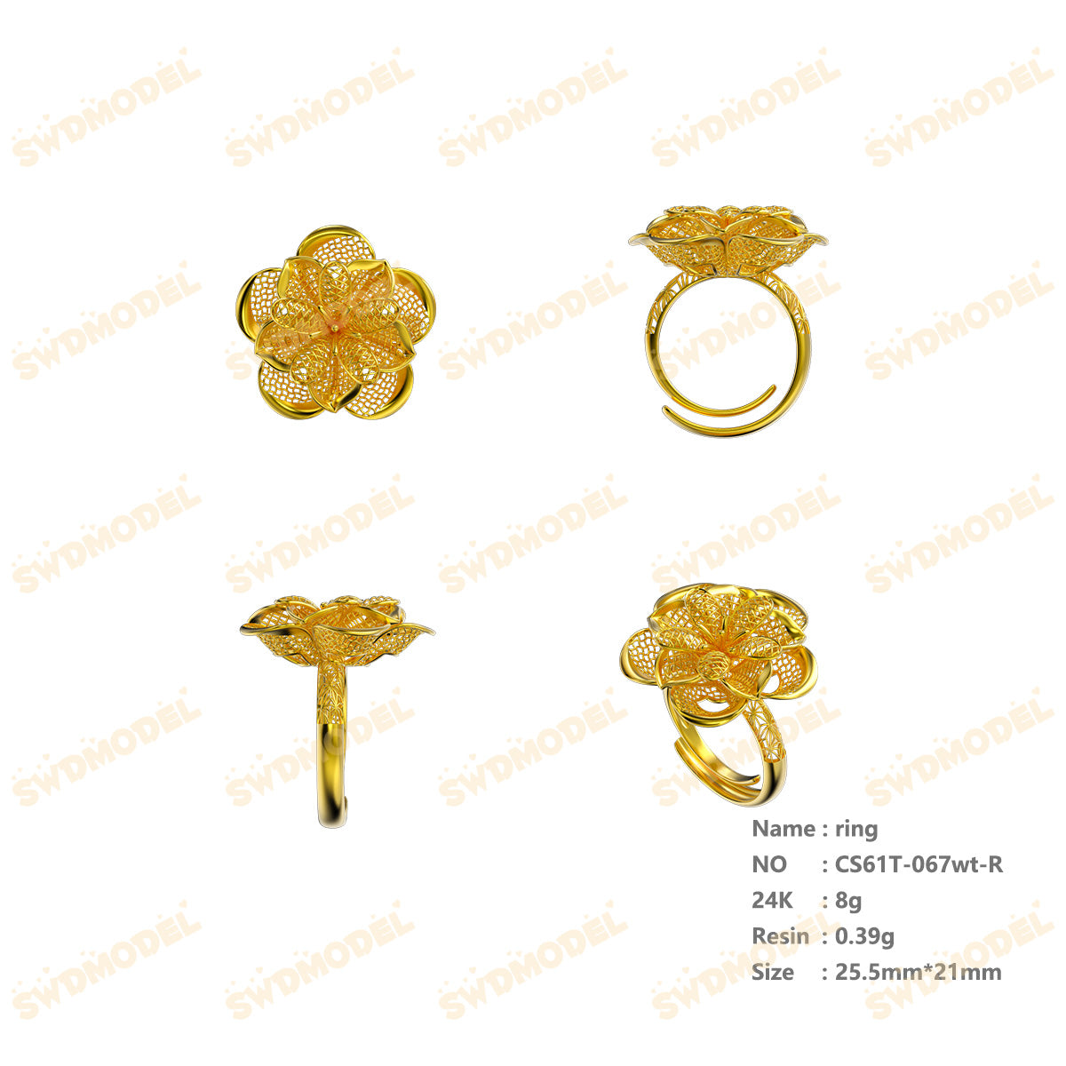 Jewelry set  Filigree Set   White Wax Casting Resin 3D Printing Service  CS61T-067wt