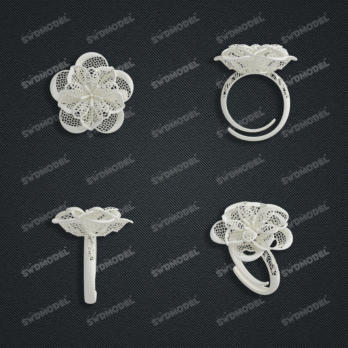 Jewelry set  Filigree Set   White Wax Casting Resin 3D Printing Service  CS61T-067wt