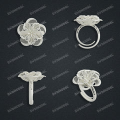 Jewelry set  Filigree Set   White Wax Casting Resin 3D Printing Service  CS61T-067wt
