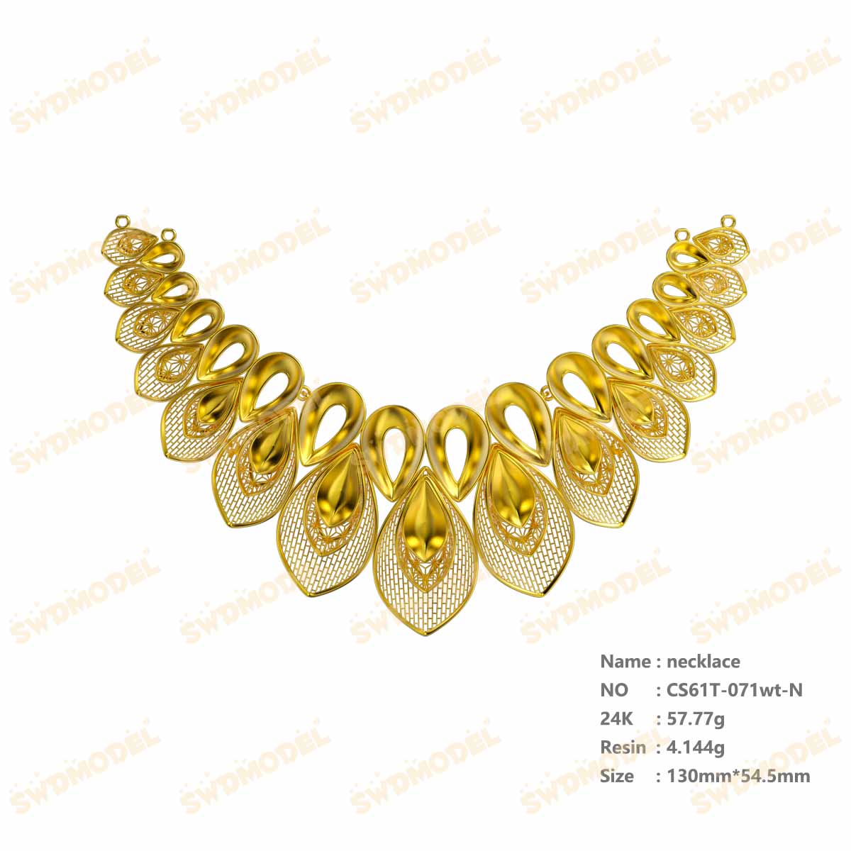 Jewelry set Filigree Necklace White Wax Casting Resin 3D Printing Service  CS61T-071wt-N