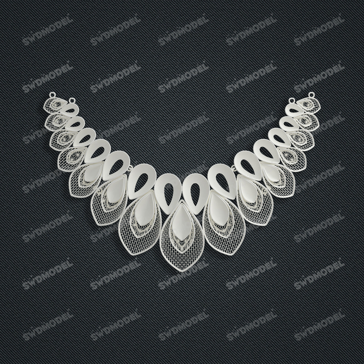 Jewelry set Filigree Necklace White Wax Casting Resin 3D Printing Service  CS61T-071wt-N
