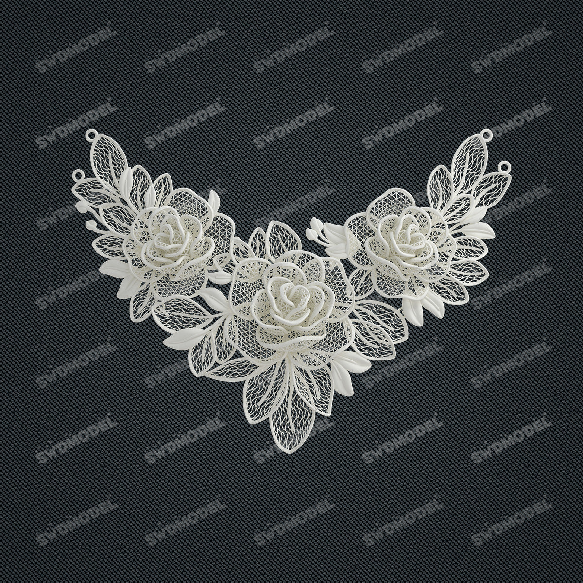 Jewelry set Filigree Necklace White Wax Casting Resin 3D Printing Service  CS61T-072wt-N
