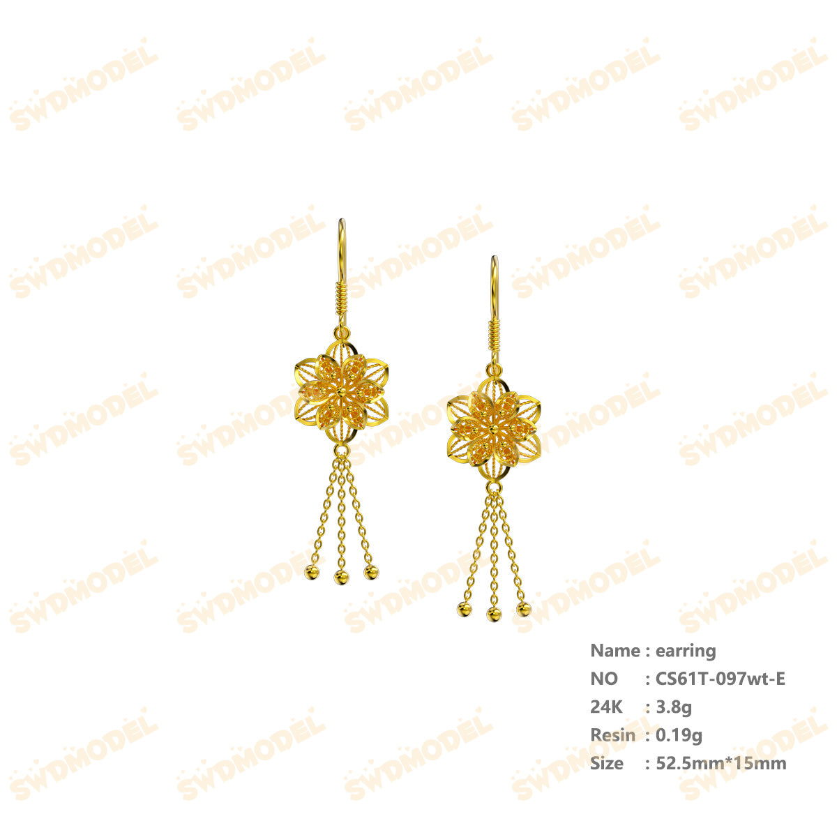 Jewelry set  Filigree Set   White Wax Casting Resin 3D Printing Service  CS61T-097wt-N