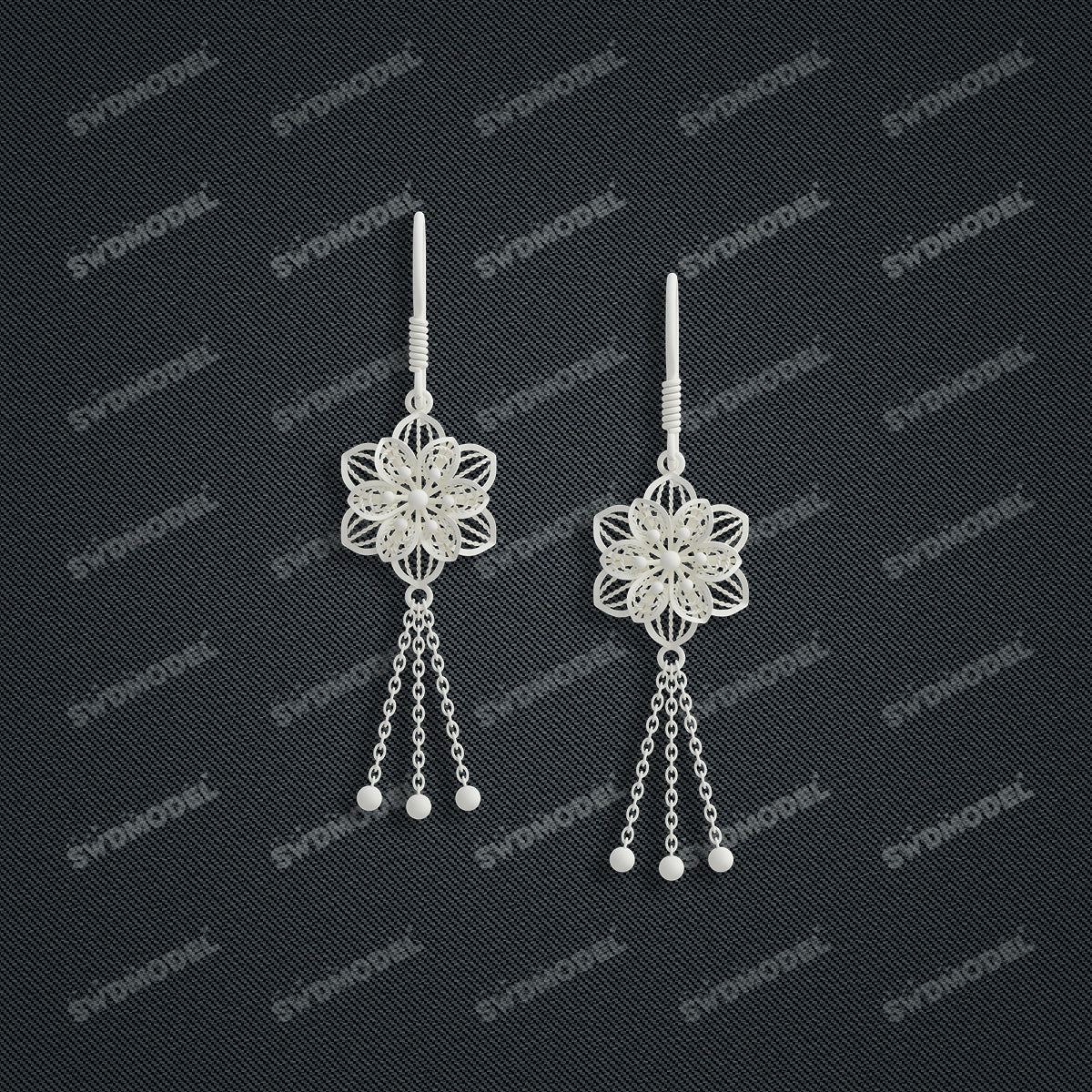 Jewelry set  Filigree Set   White Wax Casting Resin 3D Printing Service  CS61T-097wt-N