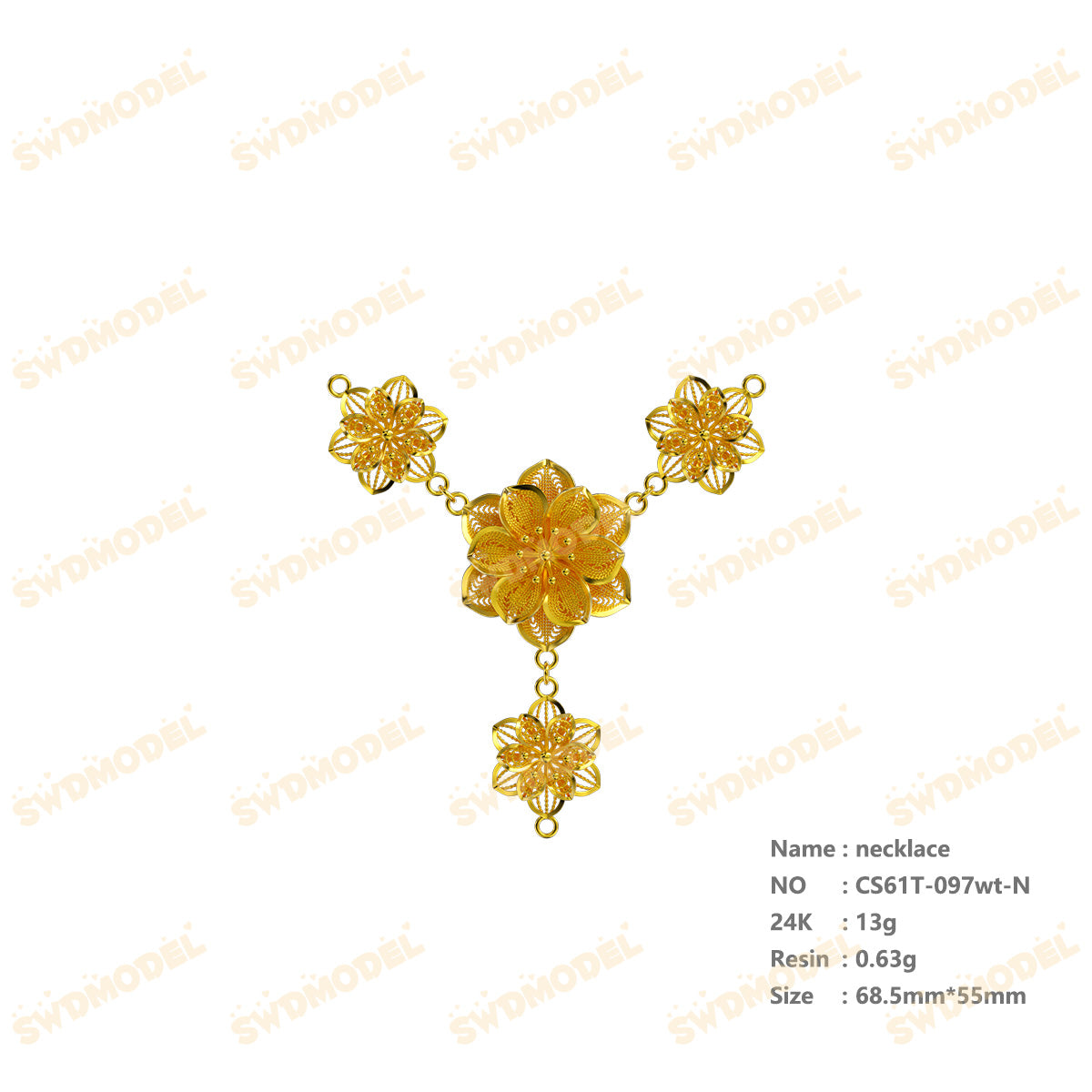 Jewelry set  Filigree Set   White Wax Casting Resin 3D Printing Service  CS61T-097wt-N