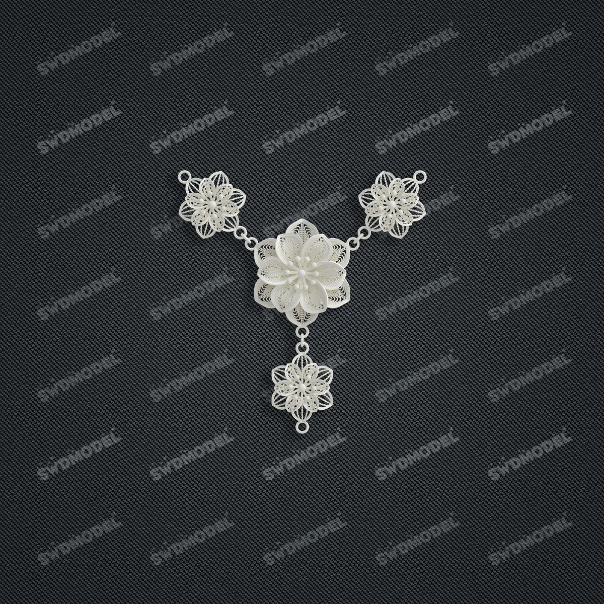 Jewelry set Filigree Necklace White Wax Casting Resin 3D Printing Service  CS61T-097wt-N