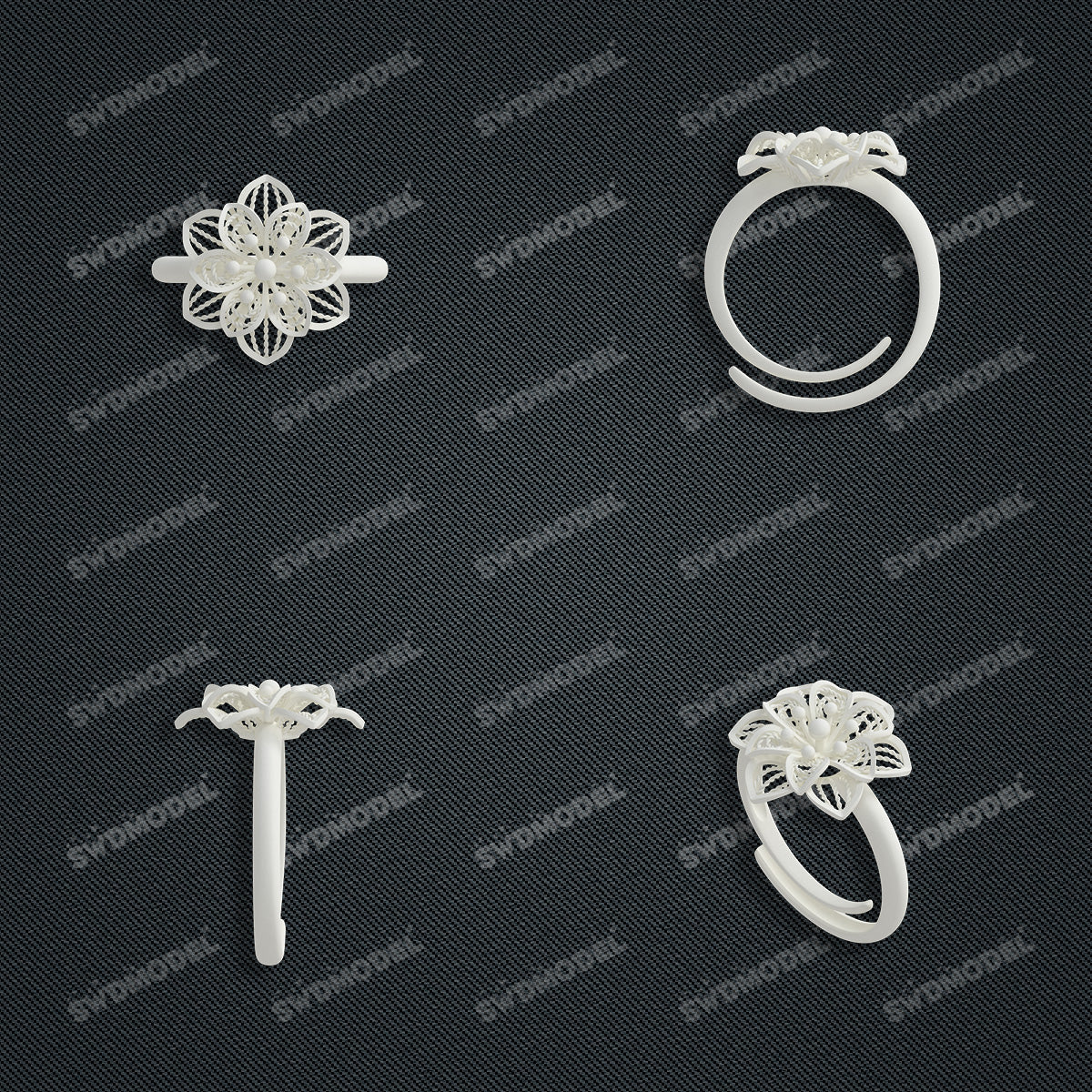 Jewelry set  Filigree Set   White Wax Casting Resin 3D Printing Service  CS61T-097wt-N