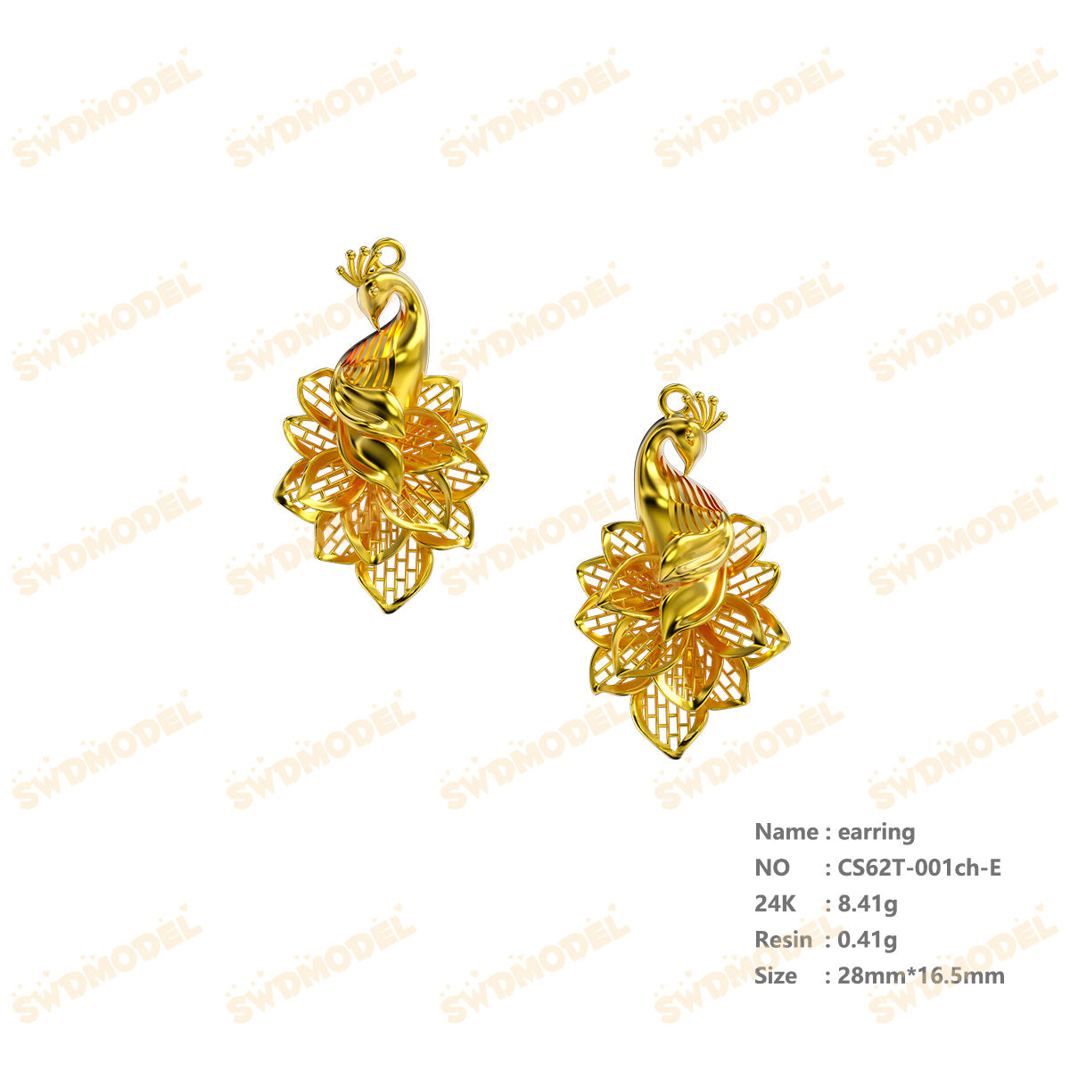 Jewelry set  Filigree Set   White Wax Casting Resin 3D Printing Service  CS62T-001ch