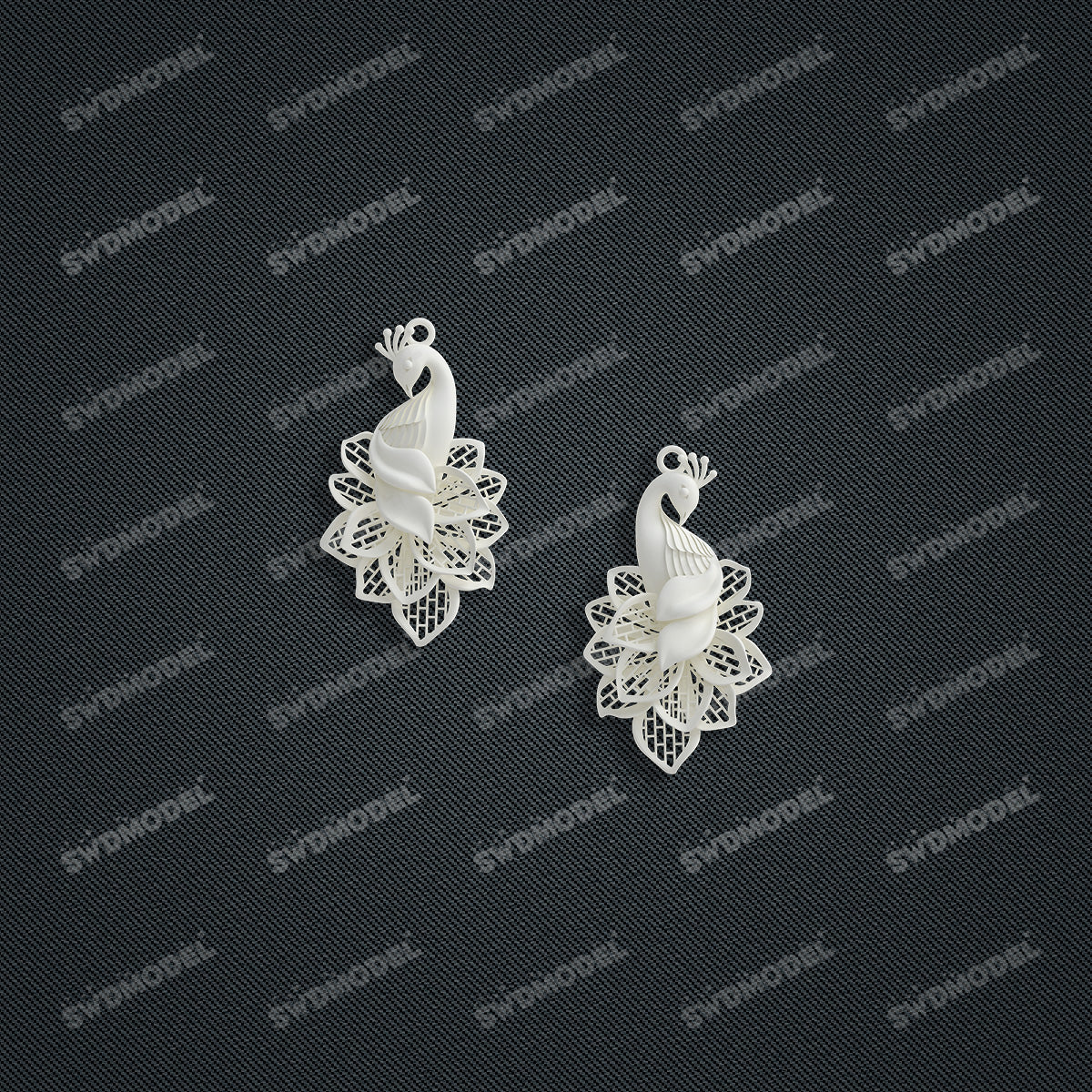 Jewelry set Filigree Earrings White Wax Casting Resin 3D Printing Service  CS62T-001ch-E