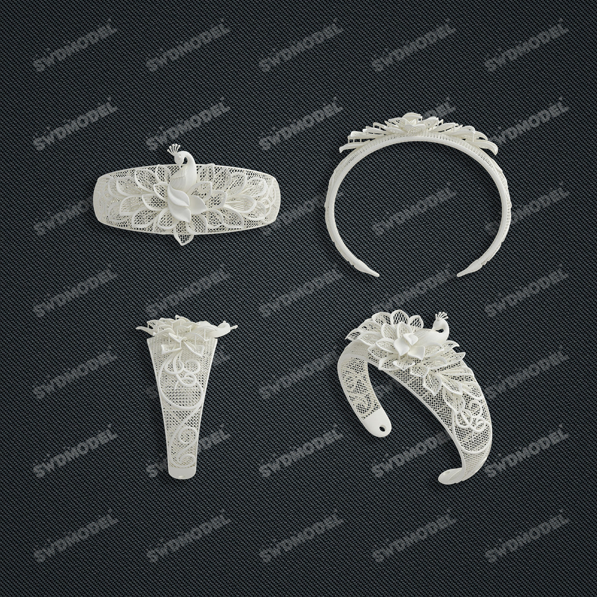 Jewelry set Filigree Bangle White Wax Casting Resin 3D Printing Service CS62T-001kr-G