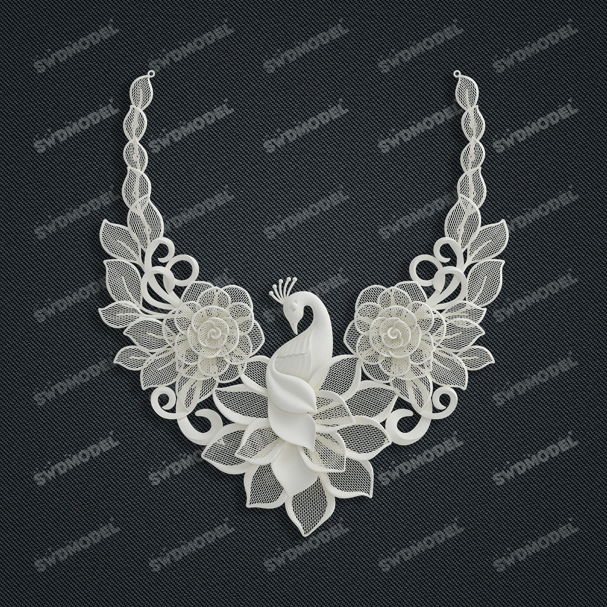 Jewelry set Filigree Necklace White Wax Casting Resin 3D Printing Service  CS62T-001ch-N
