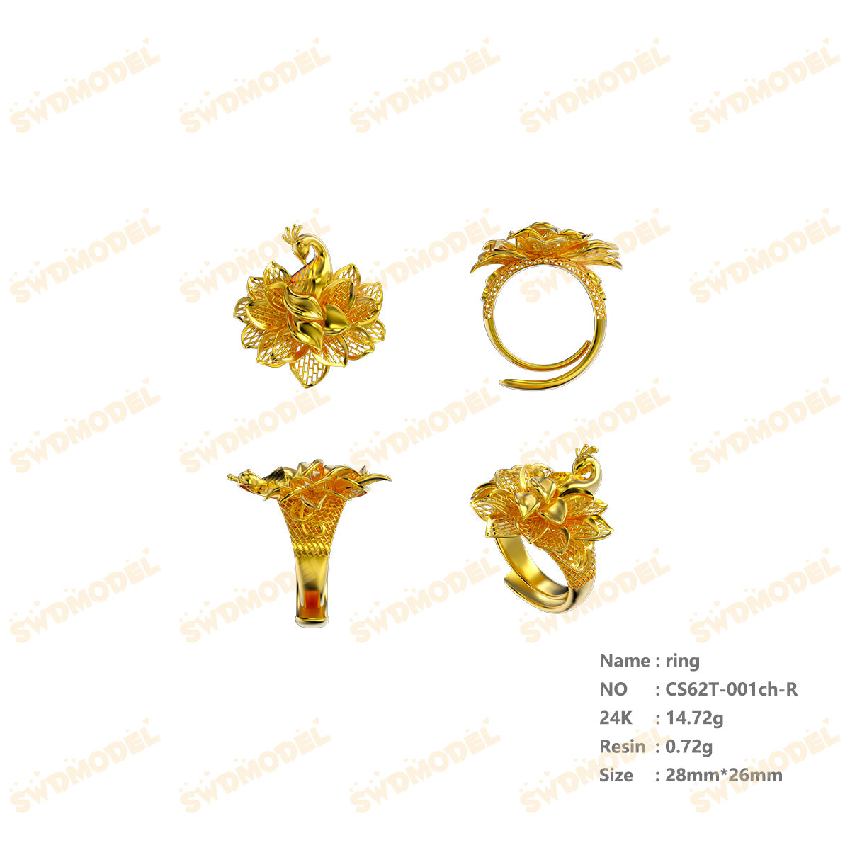 Jewelry set  Filigree Set   White Wax Casting Resin 3D Printing Service  CS62T-001ch