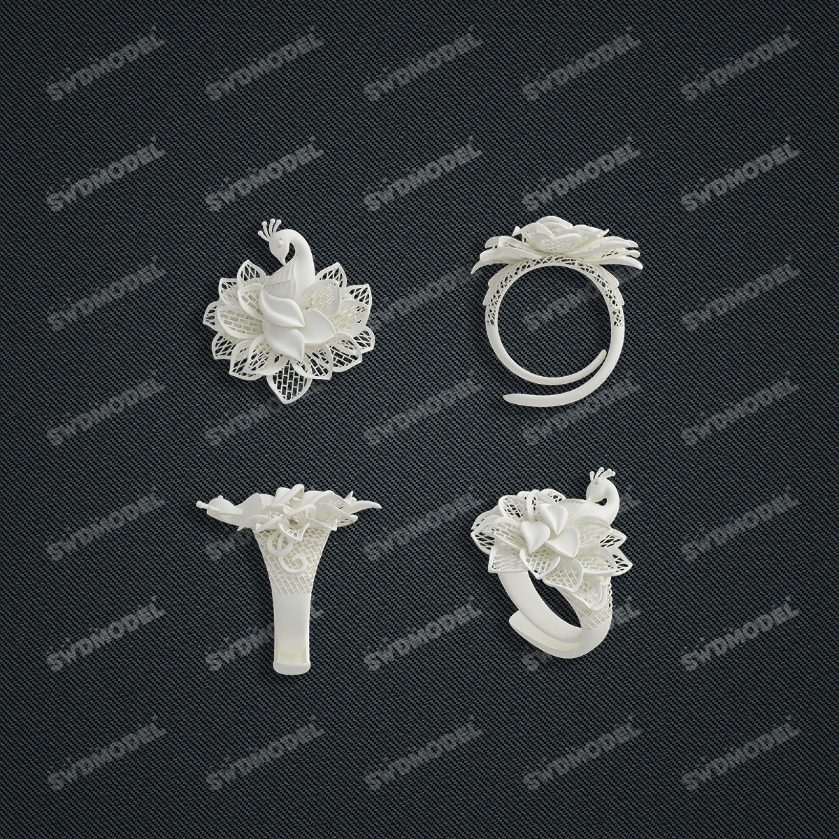 Jewelry set  Filigree Set   White Wax Casting Resin 3D Printing Service  CS62T-001ch
