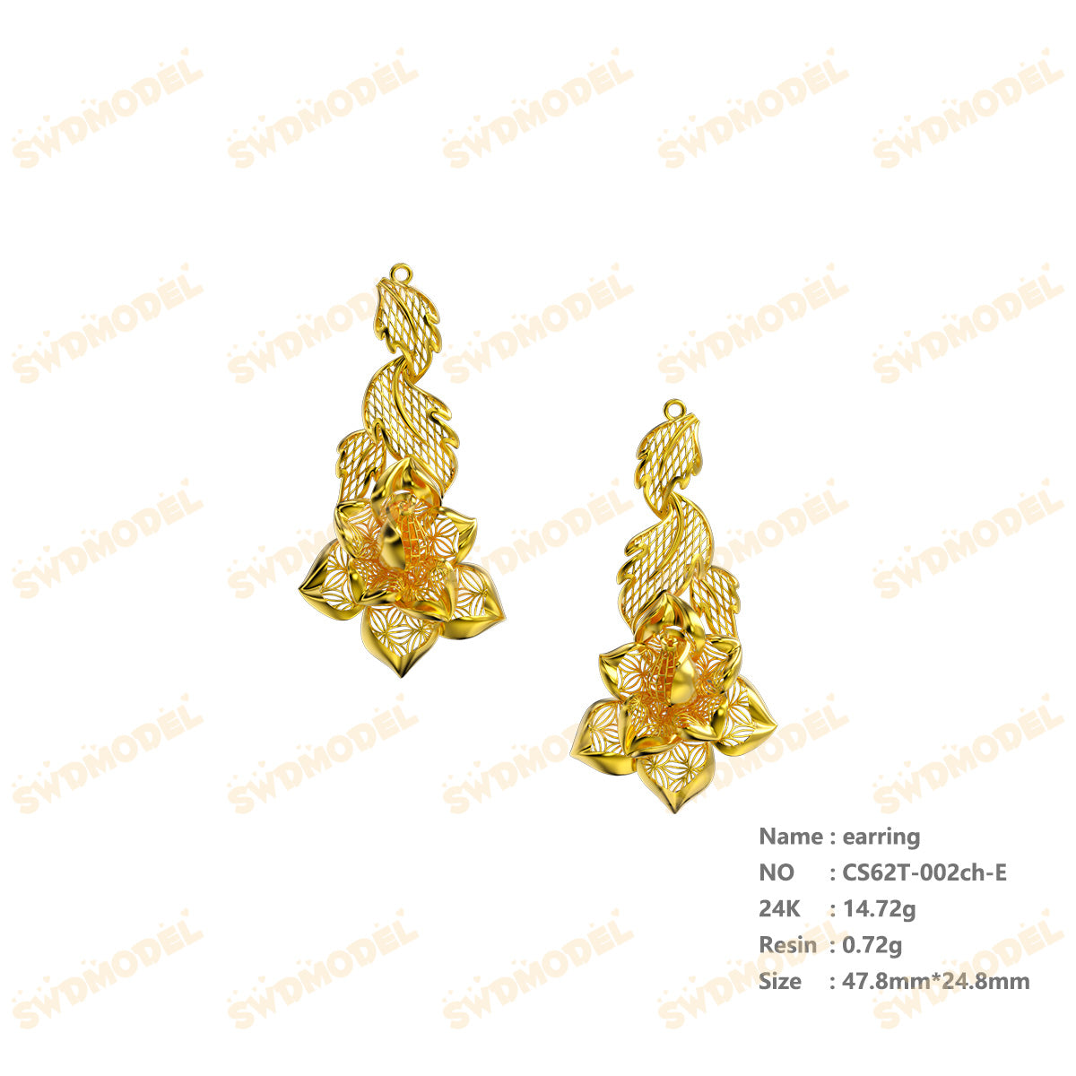 Jewelry set  Filigree Set   White Wax Casting Resin 3D Printing Service  CS62T-002ch