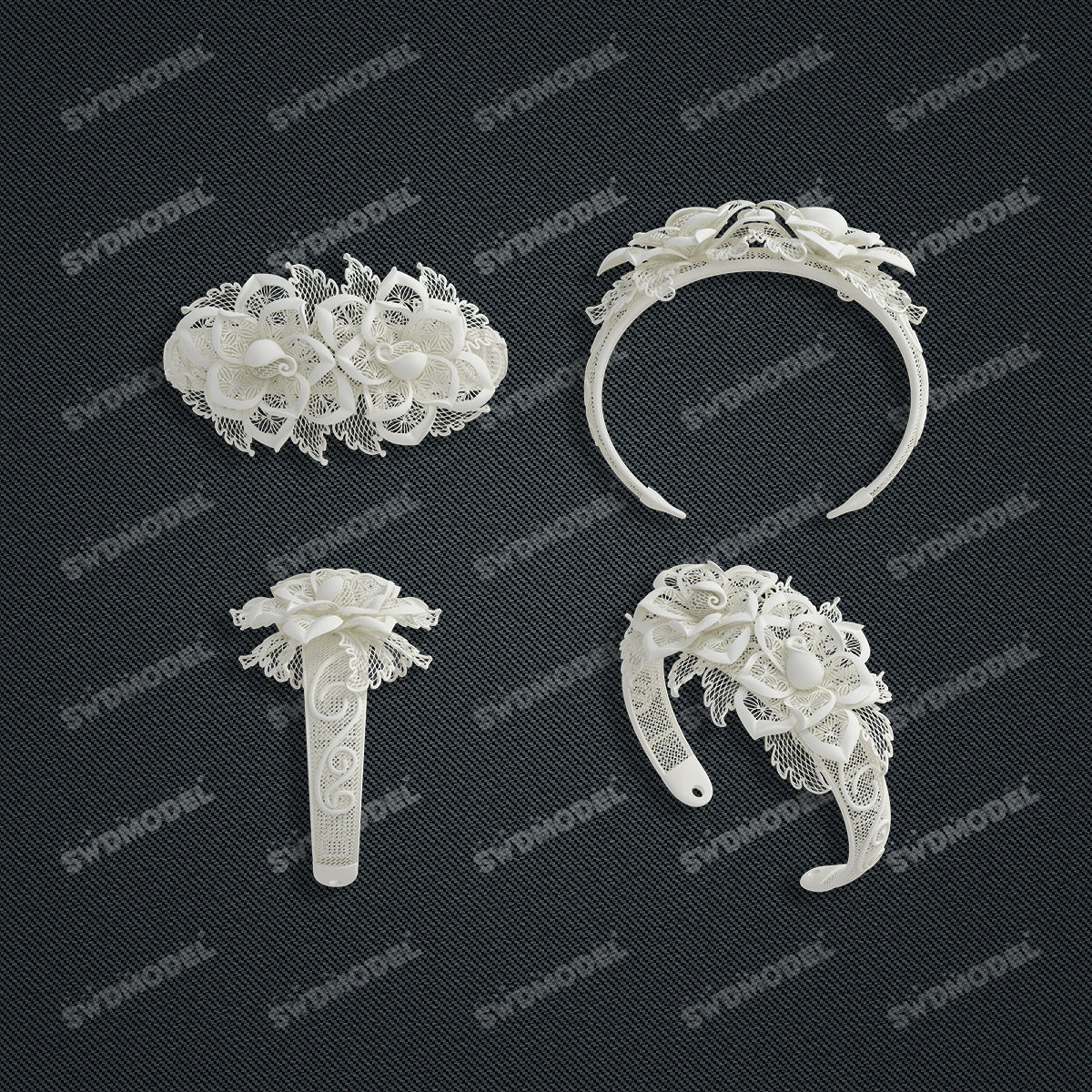 Jewelry set Filigree Bangle White Wax Casting Resin 3D Printing Service CS62T-002kr-G