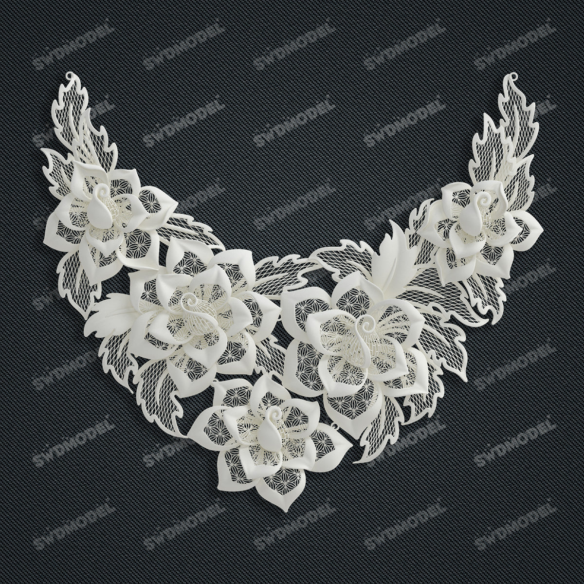 Jewelry set Filigree Necklace White Wax Casting Resin 3D Printing Service  CS62T-002ch-N