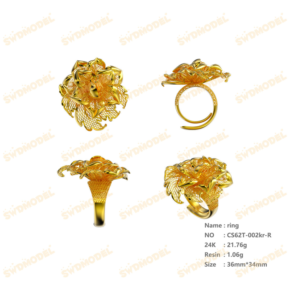 Jewelry set  Filigree Set   White Wax Casting Resin 3D Printing Service  CS62T-002ch