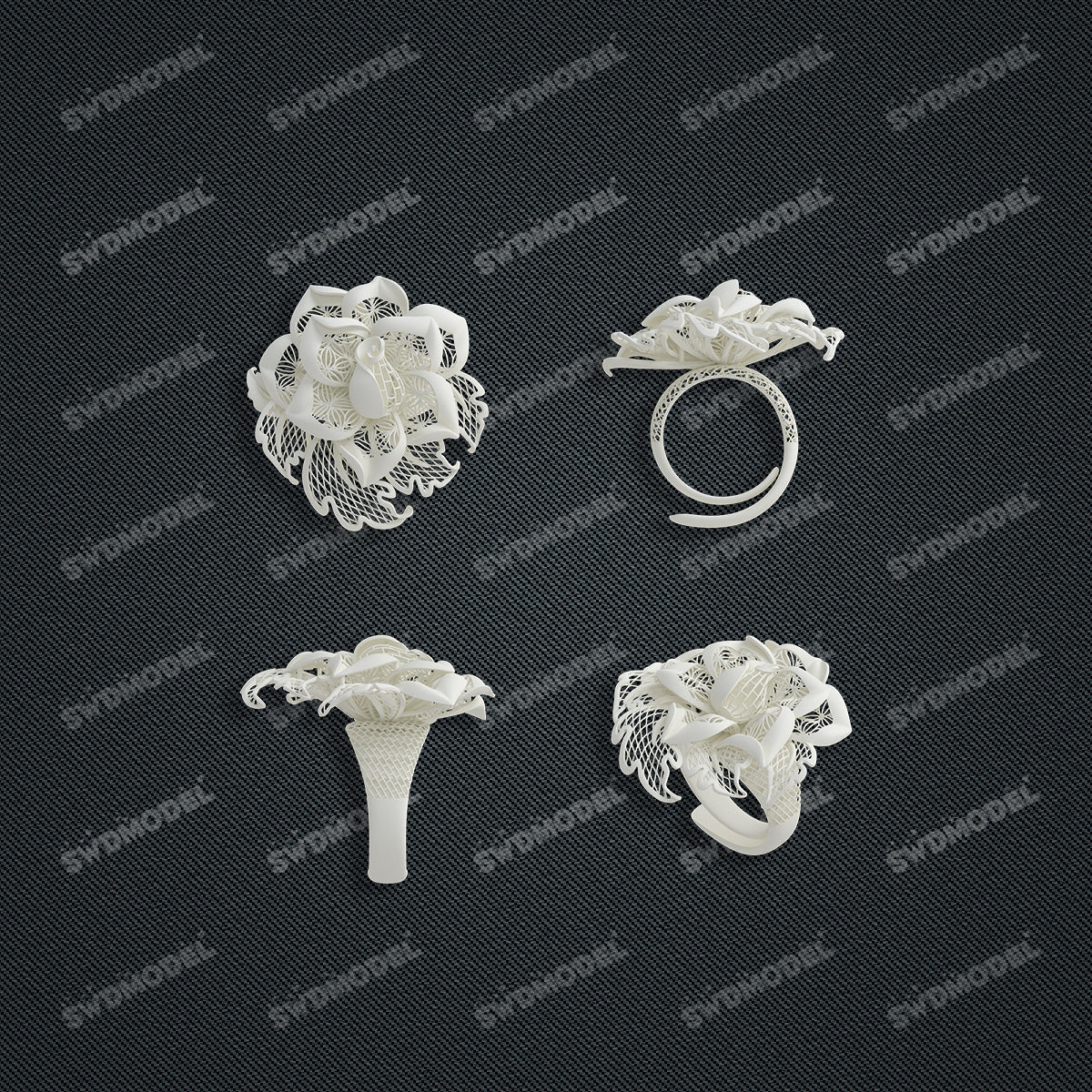 Jewelry set  Filigree Set   White Wax Casting Resin 3D Printing Service  CS62T-002ch