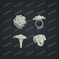 Jewelry set Filigree Ring White Wax Casting Resin 3D Printing Service  CS62T-002ch-R