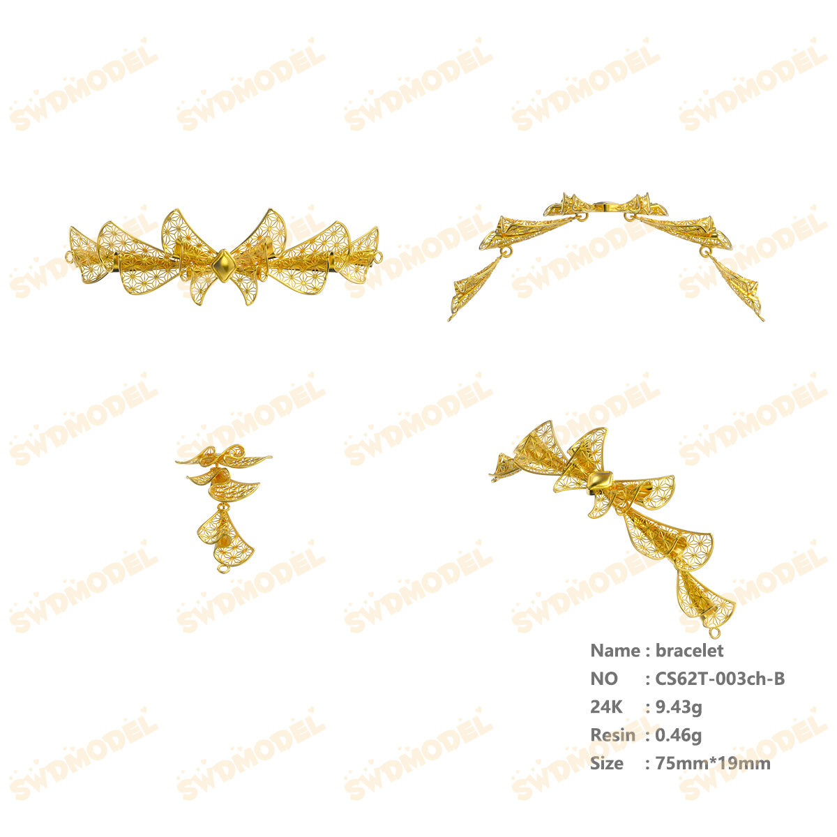 Jewelry set  Filigree Set   White Wax Casting Resin 3D Printing Service  CS62T-003ch