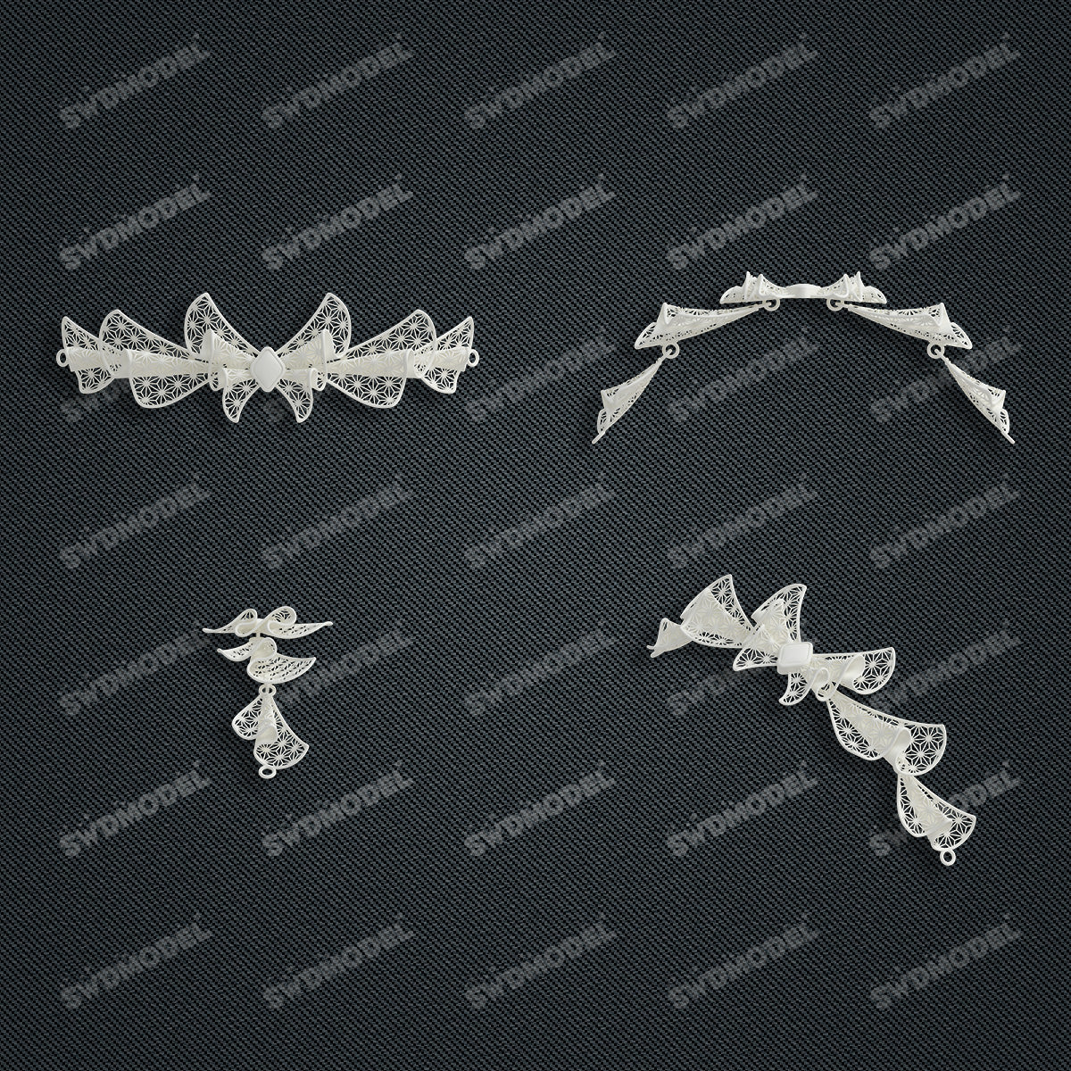 Jewelry set  Filigree Set   White Wax Casting Resin 3D Printing Service  CS62T-003ch