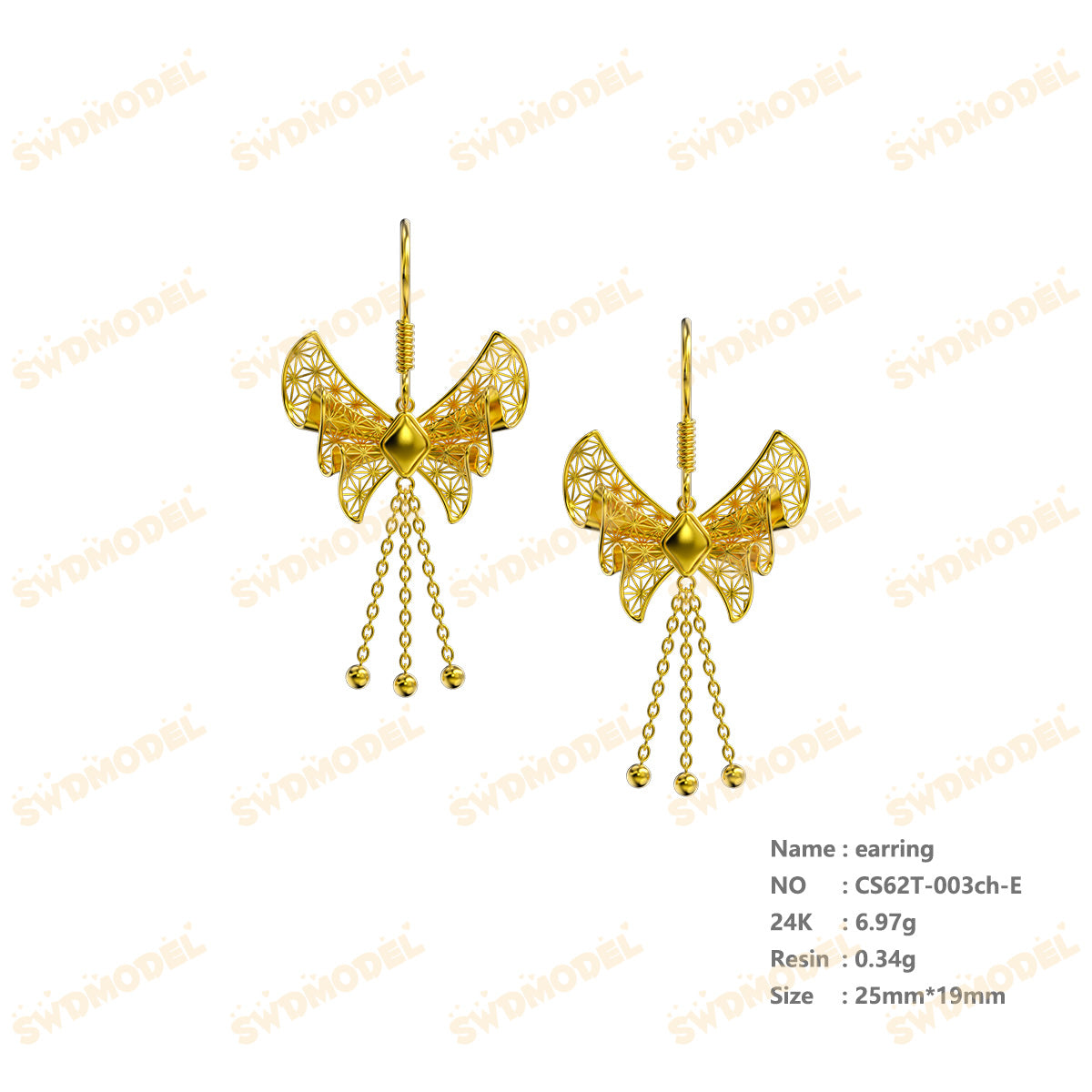 Jewelry set  Filigree Set   White Wax Casting Resin 3D Printing Service  CS62T-003ch