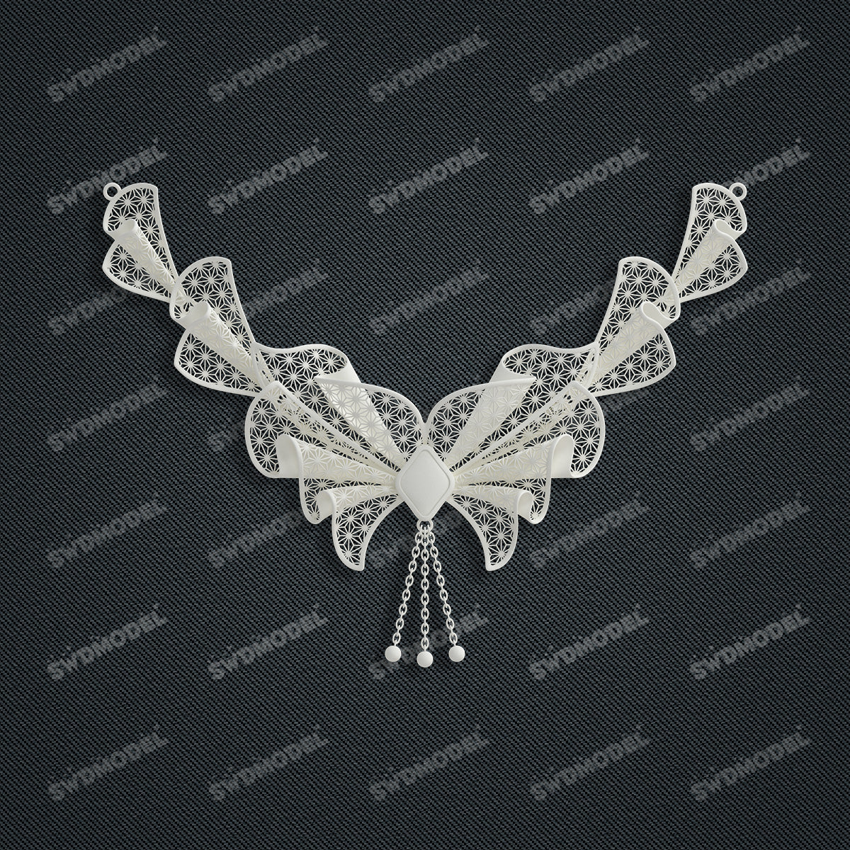 Jewelry set Filigree Necklace White Wax Casting Resin 3D Printing Service  CS62T-003ch-N