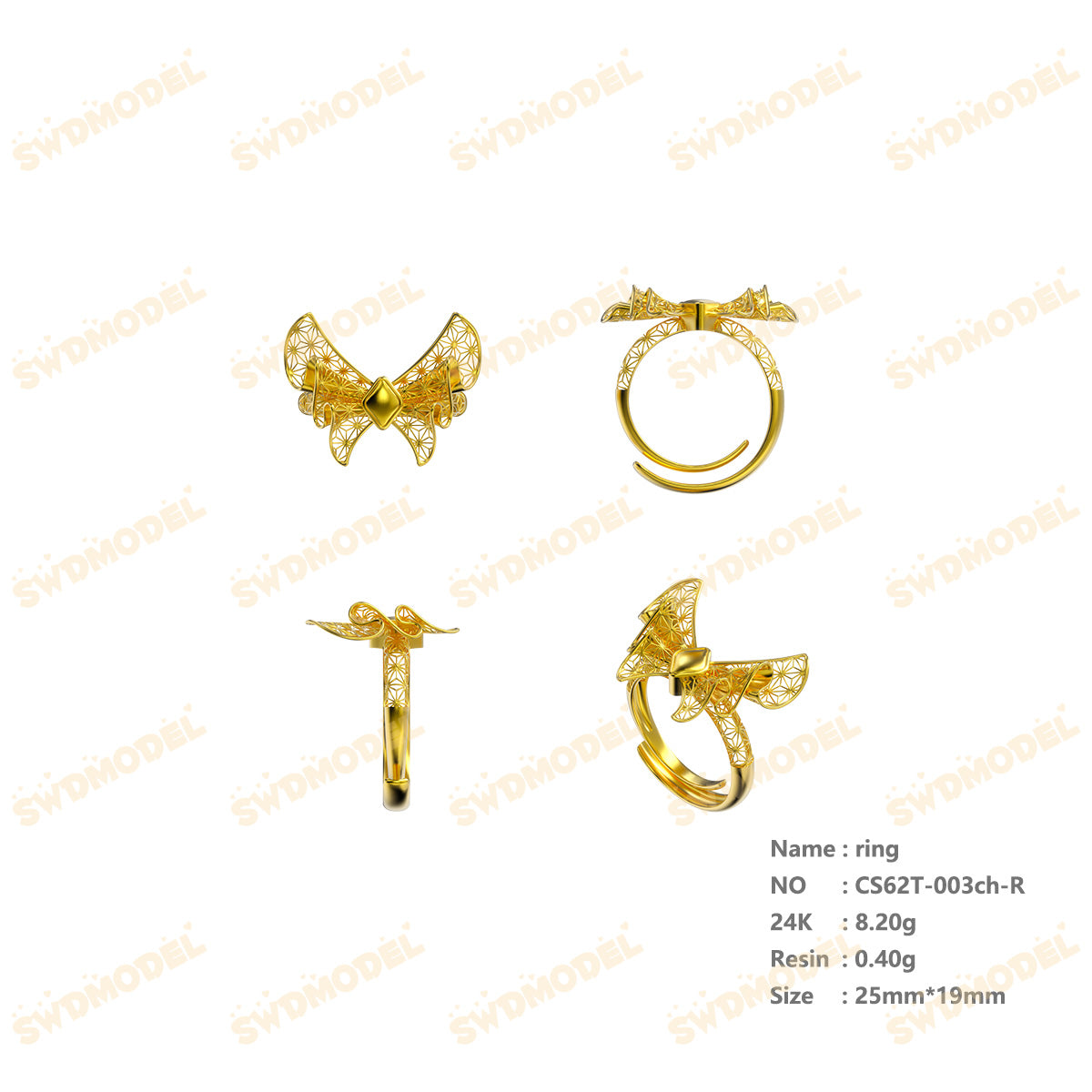 Jewelry set  Filigree Set   White Wax Casting Resin 3D Printing Service  CS62T-003ch