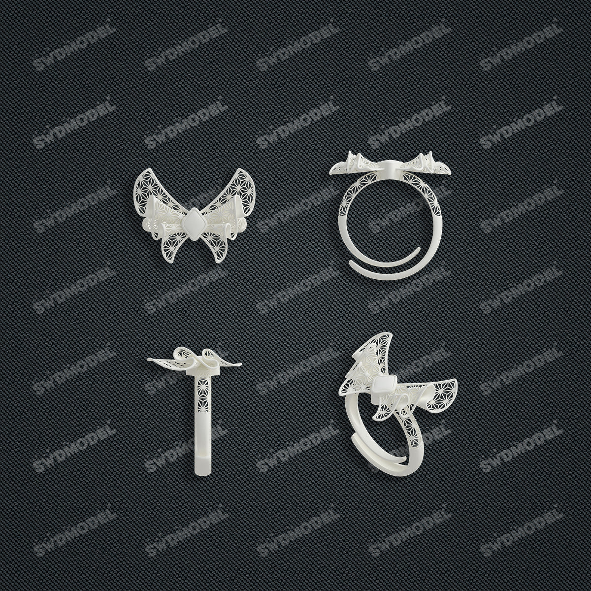 Jewelry set  Filigree Set   White Wax Casting Resin 3D Printing Service  CS62T-003ch