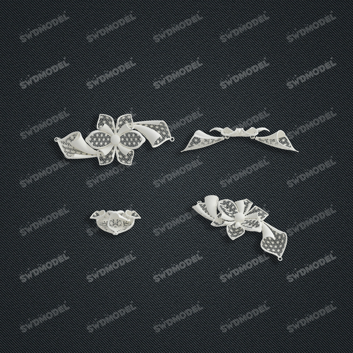 Jewelry set Filigree Bracelet White Wax Casting Resin 3D Printing Service CS62T-004ch-B