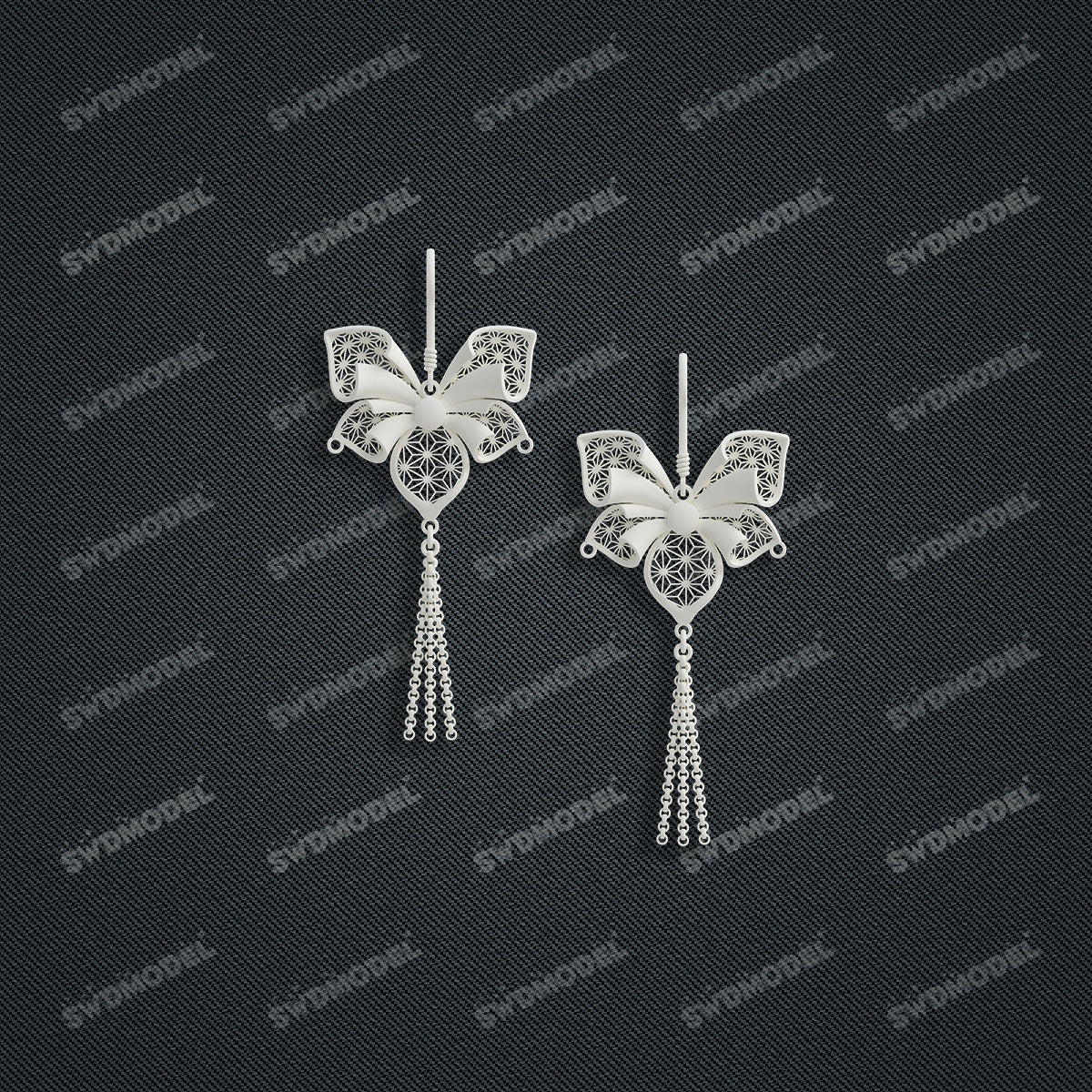 Jewelry set Filigree Earrings White Wax Casting Resin 3D Printing Service  CS62T-004ch-E
