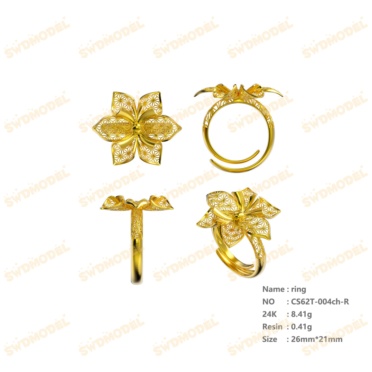 Jewelry set  Filigree Set   White Wax Casting Resin 3D Printing Service  CS62T-004ch